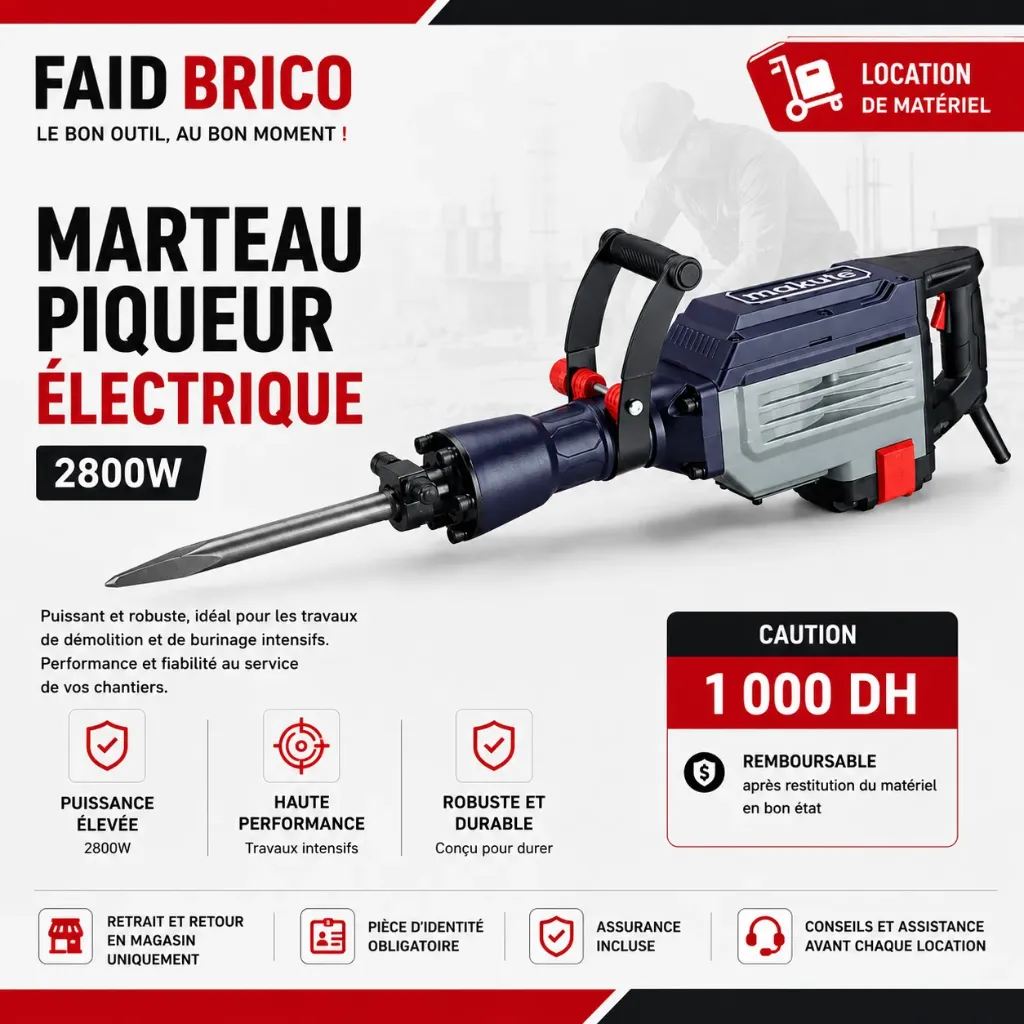 LOCATION MARTEAU PIQUEUR 2800W MAKUTE