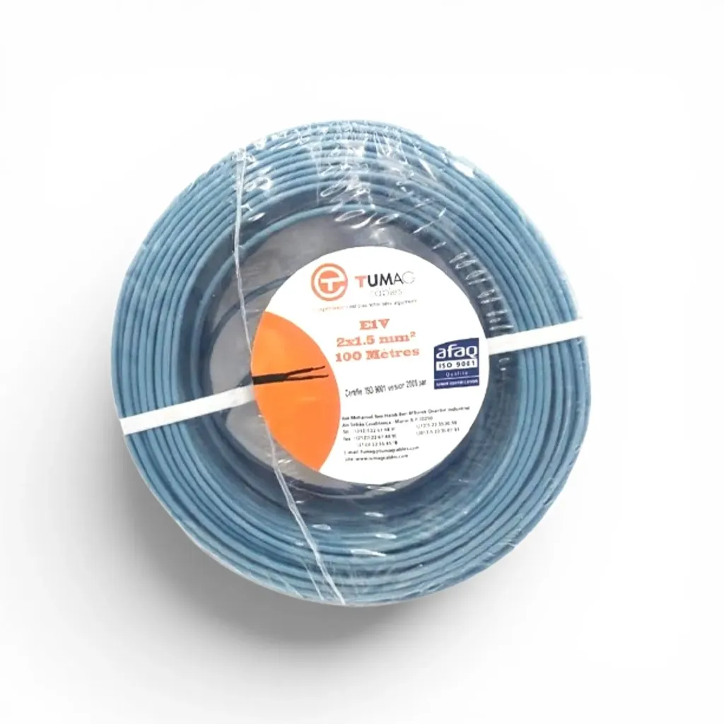 [ELE1133] CABLE RIGIDE 2x1,5 GRIS TUMAG