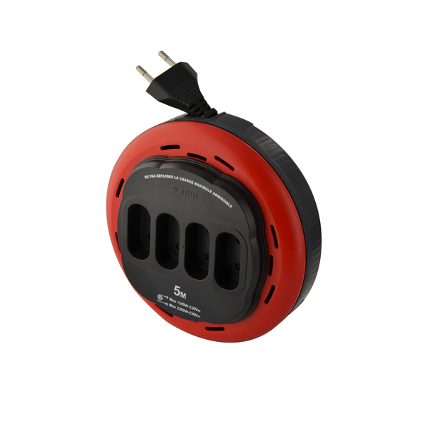 [ELE5204P] ENROULEUR DOMESTIQUE 4 PRISES 5M (2P) INGELEC