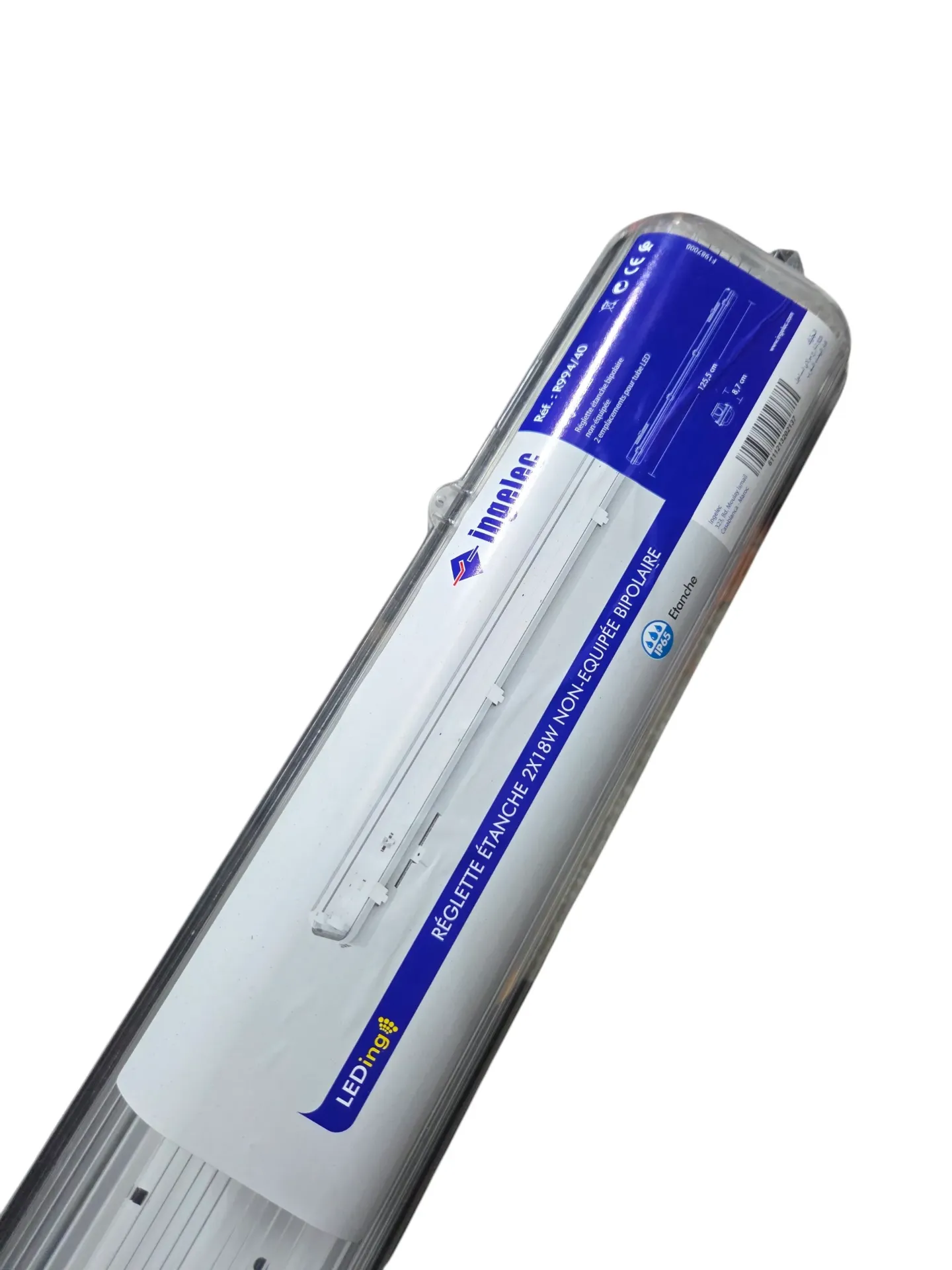 Réglette étanche LED 120 cm 2x18W non-équipe bipolaire INGELEC