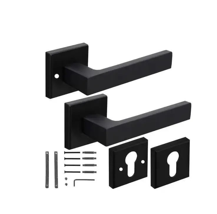 POIGNEE DE PORTE NOIR AVEC PLAQUE CANON