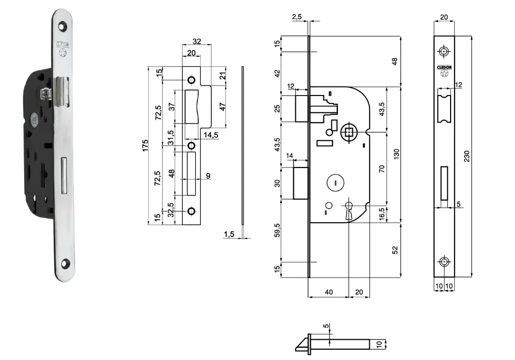[QUISPB002] SERRURE PORTE BOIS C25 CLEDOR