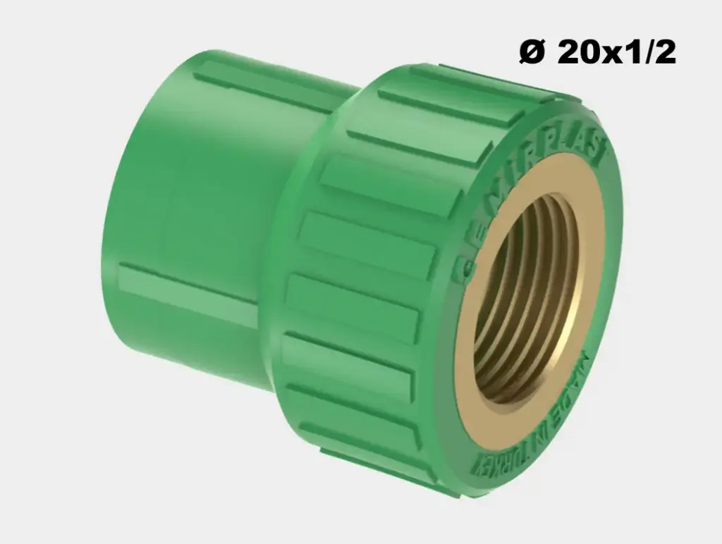 [SAN1036] RACCORD FEMELLE PPR 20x1/2 VERT EMIRPLAST