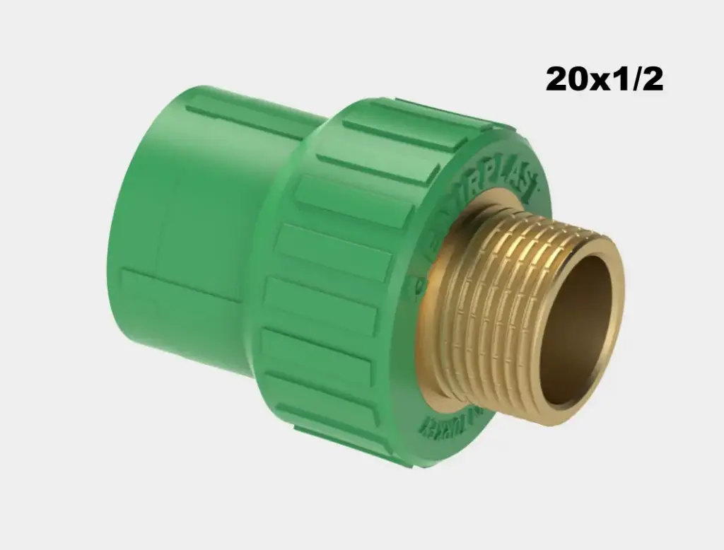 [SAN1037] RACCORD MALE PPR 20x1/2 VERT EMIRPLAST