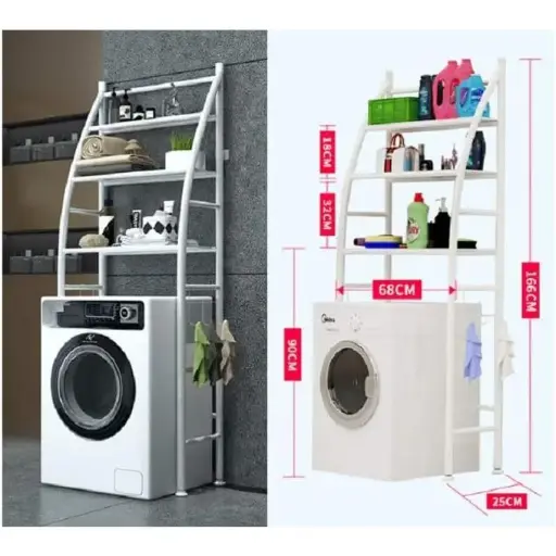 [DRODIV1232] Etagère de Rangement Machine à Laver 3 Niveaux Meuble Organisateur Economiseur Espace Toilette