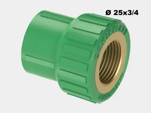 [SAN1050T] RACCORD FEMELLE PPR 25x3/4 VERT EMIRPLAST