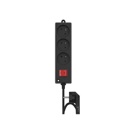 [ELE5207] RALLONGE 3 PRISES 1,5m (2P+T) +BOUTON NOIR