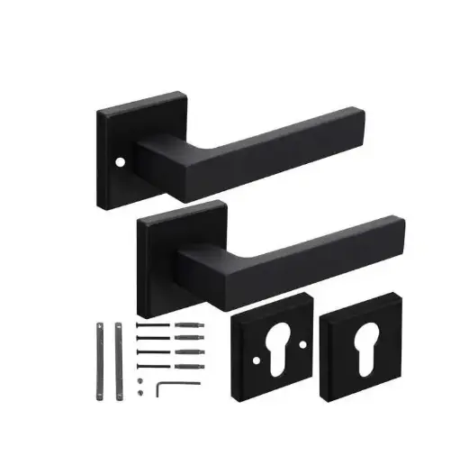 [QUIPP001] POIGNEE DE PORTE NOIR AVEC PLAQUE CANON