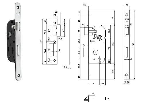 [QUISPB002] SERRURE PORTE BOIS C25 CLEDOR