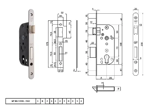 [QUISPB003] SERRURE PORTE BOIS C55 CLEDOR