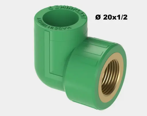 [SAN1032] COUDE FEMELLE PPR 20x1/2 VERT EMIRPLAST