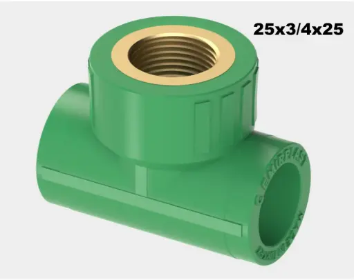 [SAN1054] TE FEMELLE PPR 25x3/4x25 VERT EMIRPLAST
